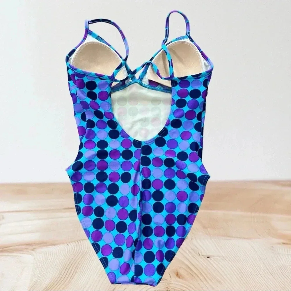 Vintage 80s/90’s Baltex purple polka dot one piece swimsuit -10